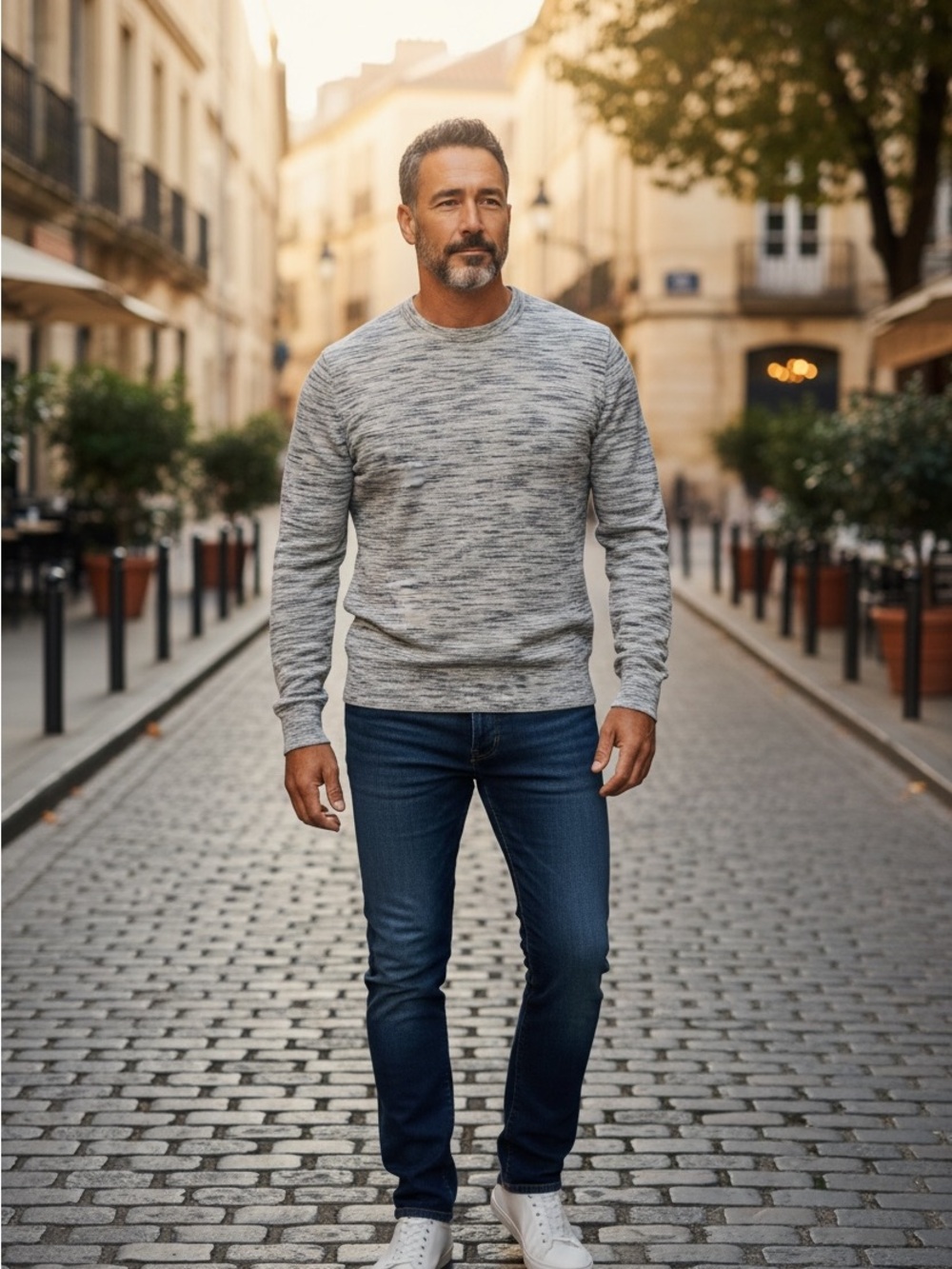 A.P.C. Heathered Light Gray Crewneck Sweater